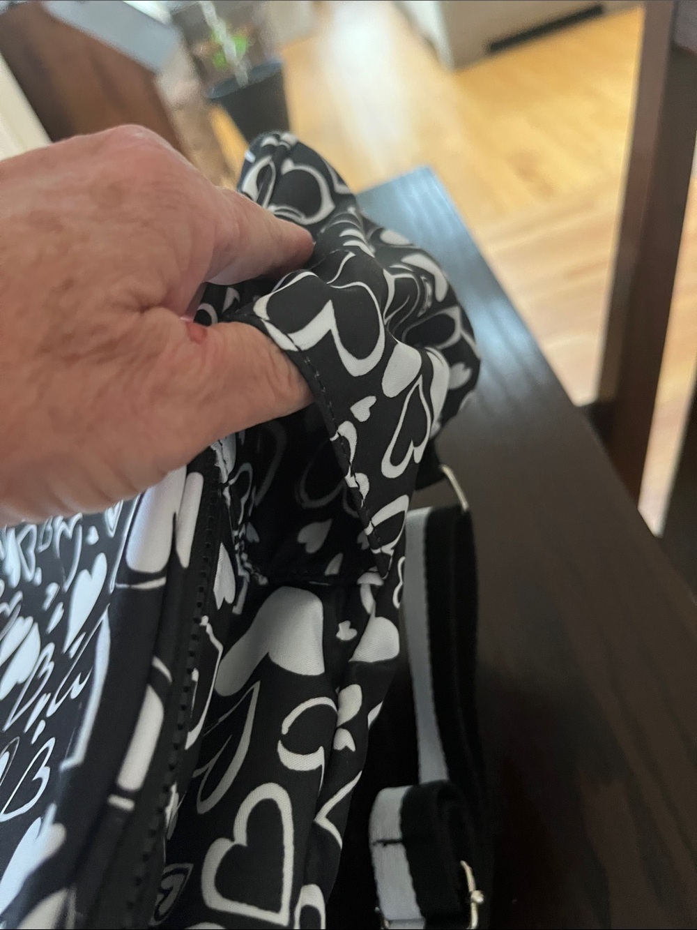 Brighton Black and White Heart-Print Backpack - Picture 6 of 7